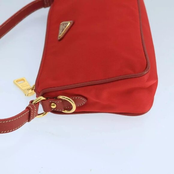 PRADA Hand Bag Nylon Red Gold Auth - Picture 7 of 16